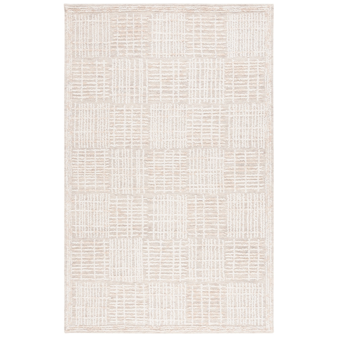 Arwen Geometric Hand Tufted Wool/Cotton Area Rug in Light Brown/Ivory